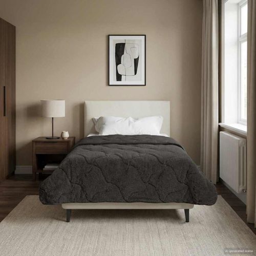 Пълно годишно юрганче Патичено Антрацит 140 x 220 cm