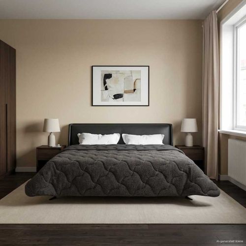 Пълно годишно юрганче Патичено Антрацит 200 x 220 cm