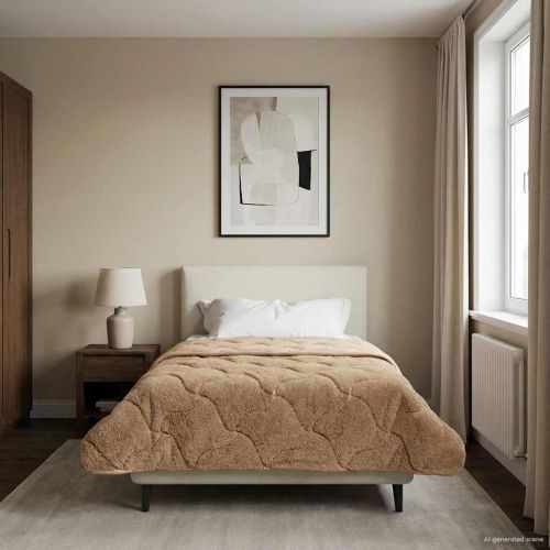 Пълно годишно юрганче Патичено Таупе 140 x 220 cm