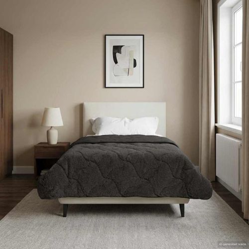 Зимен юрган Антрацит 140 x 220 cm Микрофибър и тедди флийс