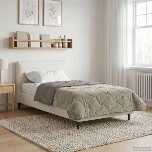 Зимен юрган Светлосиво 155 x 200 см Микрофибър и тедди флийс