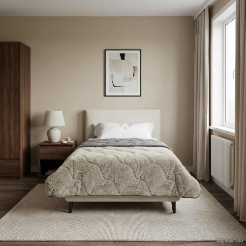 Зимен юрган Светлосиво 155 x 220 cm Микрофибър и тедди флийс