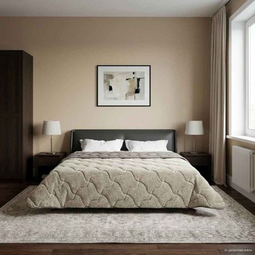 Зимен юрган Светлосиво 200 x 220 cm Микрофибър и тедди флийс