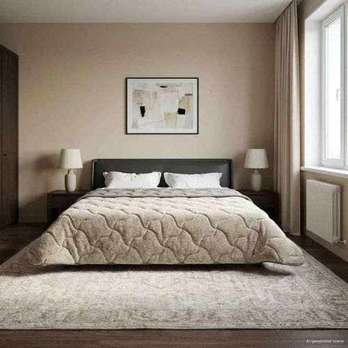 Зимен юрган Светлосиво 220 x 240 cm Микрофибър и тедди флийс