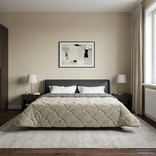 Зимен юрган Светлосиво 220 x 260 cm Микрофибър и тедди флийс