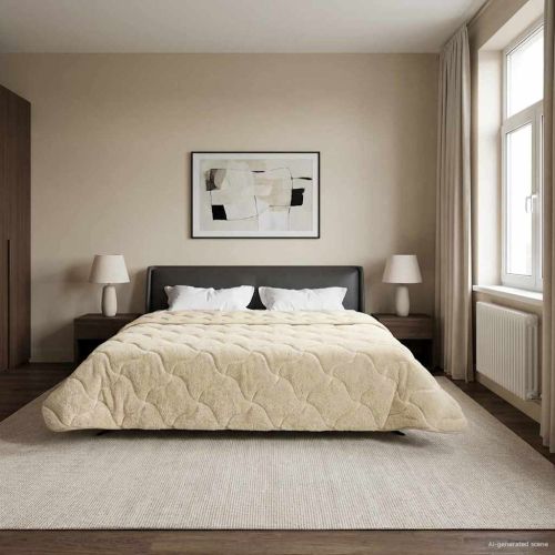 Зимен юрган Крем 200 x 240 cm Микрофибър и тедди флийс