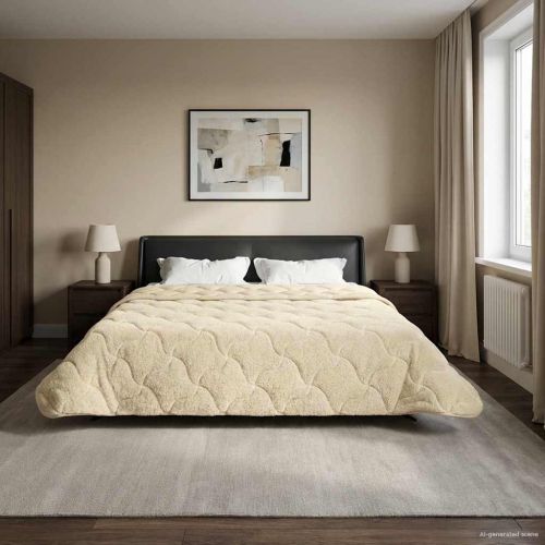 Зимен юрган Крем 200 x 220 cm Микрофибър и тедди флийс