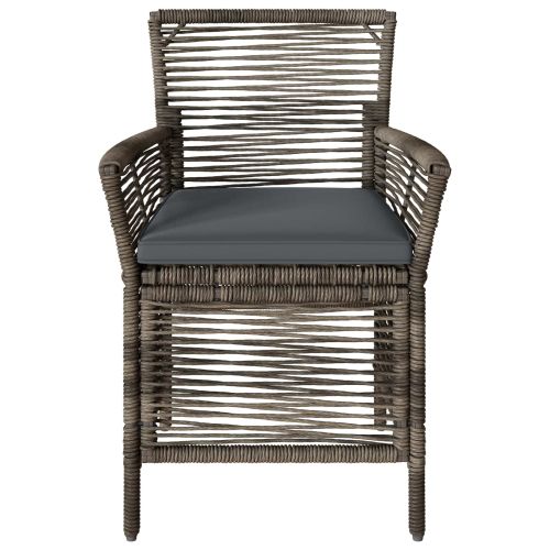 Стол за открито с възглавница 4 pcs Сив и тъмен сив полиратан