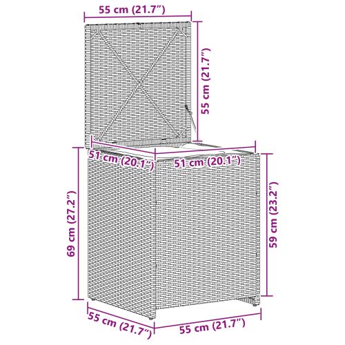 Кутия за възглавници Светлосиво 55 x 55 x 69 см полиратан
