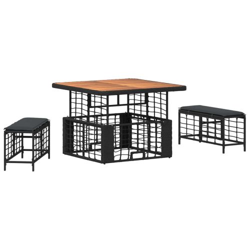 Комплект за хранене в градината с възглавница 3 pcs Черен и Сив