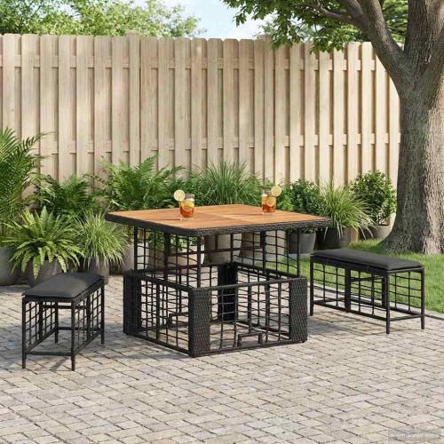 Комплект за хранене в градината с възглавница 3 pcs Черен и Сив