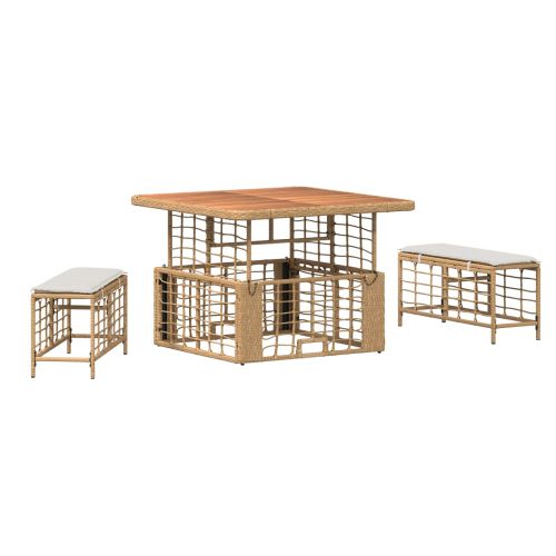 Комплект за хранене в градината 3 pcs Натурален и бял