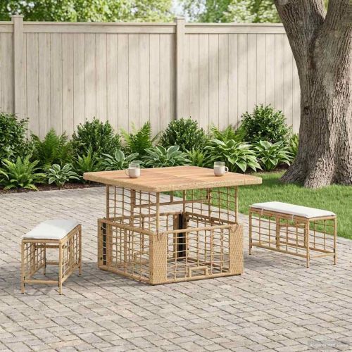 Комплект за хранене в градината 3 pcs Натурален и бял