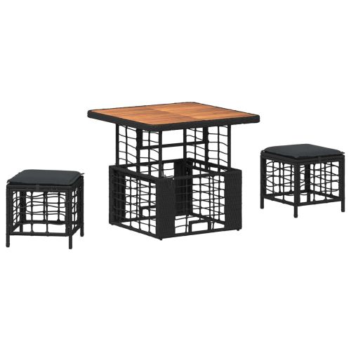 Комплект за хранене в градината с възглавница 3 pcs Черен и Сив