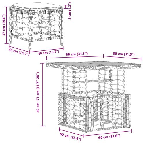 Комплект за хранене в градината с възглавница 3 pcs Черен и Сив