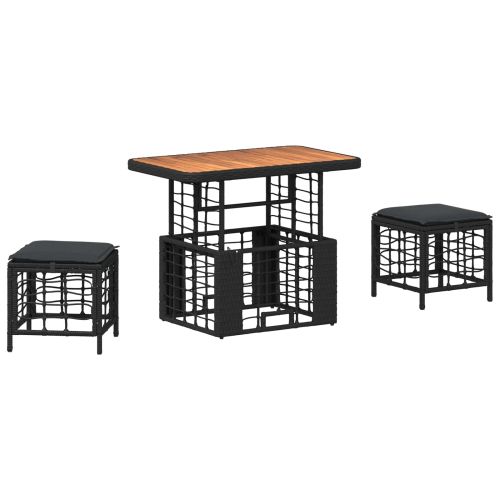 Комплект за хранене в градината с възглавница 3 pcs Черен и Сив