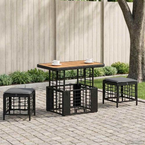 Комплект за хранене в градината с възглавница 3 pcs Черен и Сив