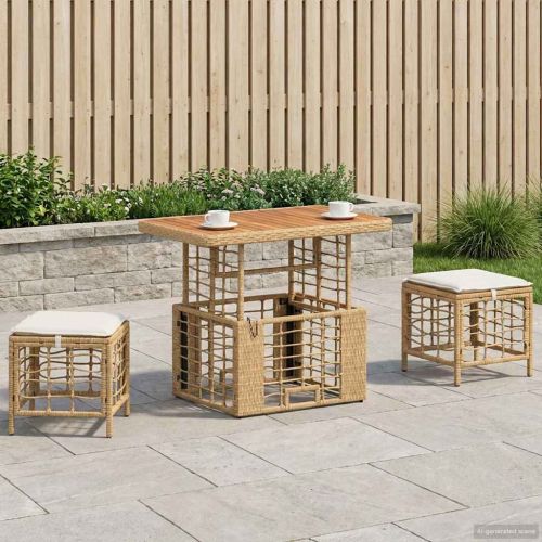 Комплект за хранене в градината 3 pcs Натурален и бял