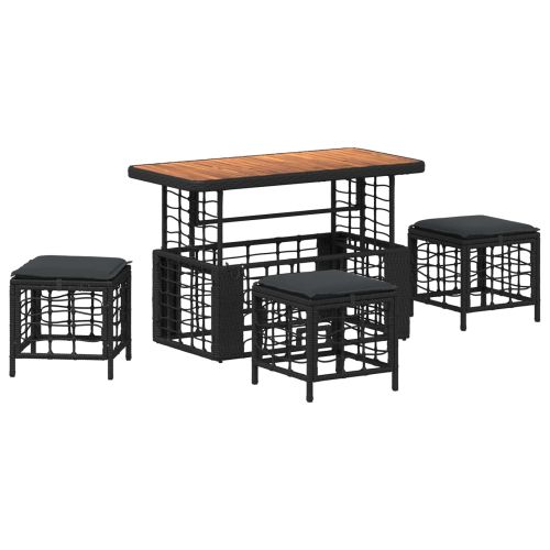 Комплект за хранене в градината с възглавница 4 pcs Черен и Сив