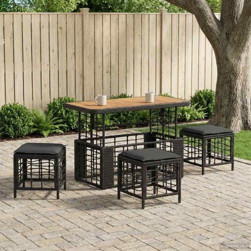 Комплект за хранене в градината с възглавница 4 pcs Черен и Сив