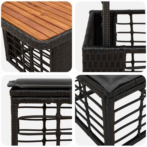 Комплект за хранене в градината с възглавница 4 pcs Черен и Сив