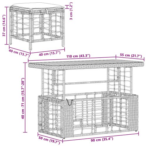 Комплект за хранене в градината с възглавница 4 pcs Черен и Сив