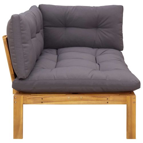 Ъглов диван Естествено и тъмно сиво 132 x 92 x 82 см