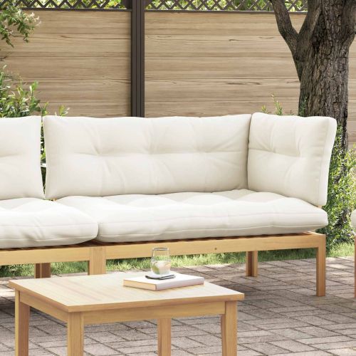 Ъглов диван Светла акация и кремаво бяло 132 x 92 x 82 см