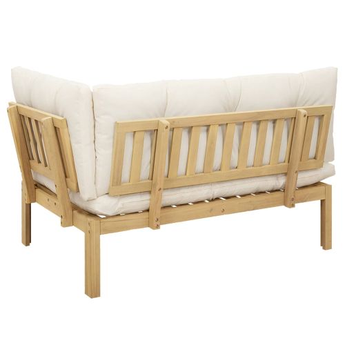 Ъглов диван Светла акация и кремаво бяло 132 x 92 x 82 см