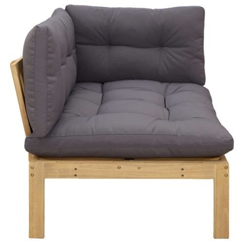 Ъглов диван Светла акация и тъмен сив 132 x 92 x 82 см