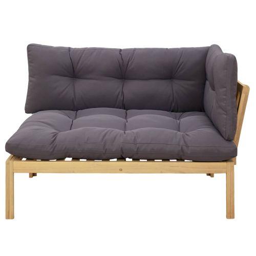 Ъглов диван Светла акация и тъмен сив 132 x 92 x 82 см