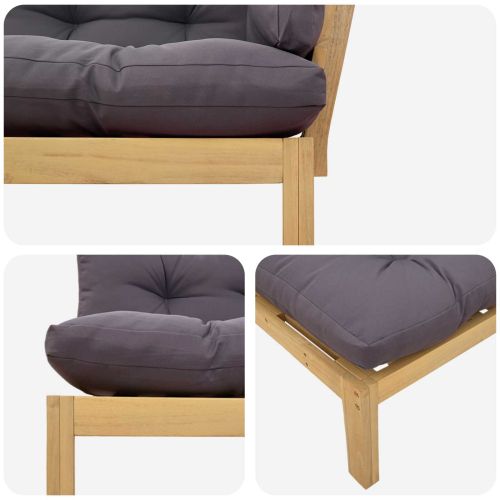 Ъглов диван Светла акация и тъмен сив 132 x 92 x 82 см