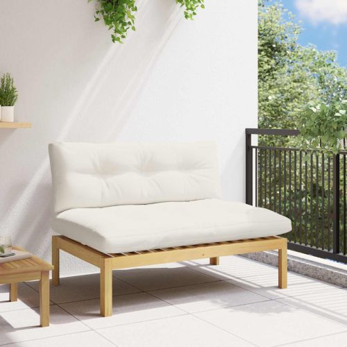 Среден диван Светла акация и кремаво бяло 120 x 80 x 82 см