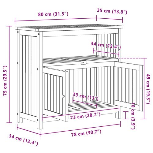 Градинска конзолна маса Светъл акация 80 x 35 x 75 cm