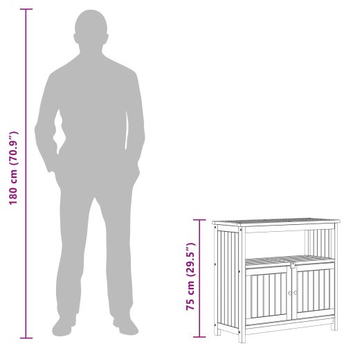 Градинска конзолна маса Светъл акация 80 x 35 x 75 cm