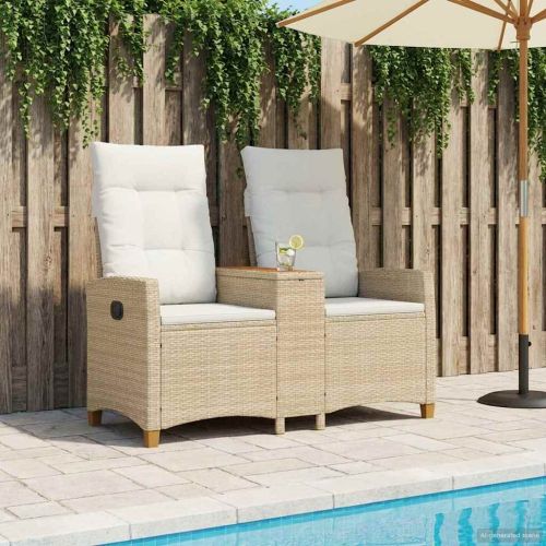 Люлееща се пейка с маса Бежов и кремаво бял 126 x 65 x 112 см