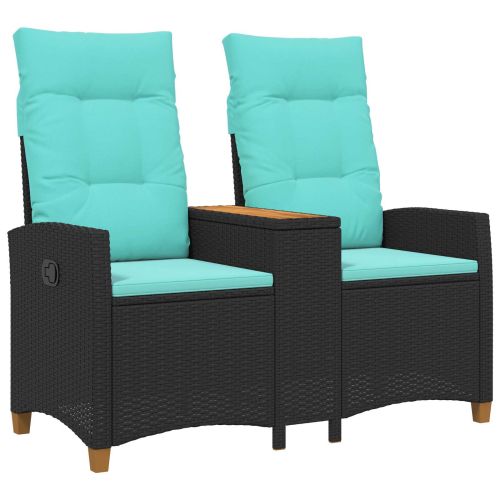 Люлееща се пейка с маса Черен и Туркоаз 126 x 65 x 112 см