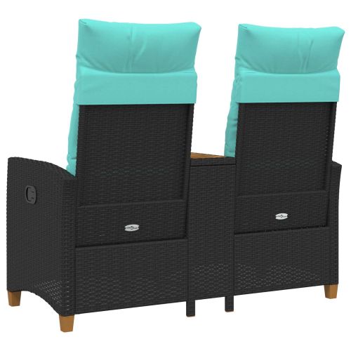 Люлееща се пейка с маса Черен и Туркоаз 126 x 65 x 112 см