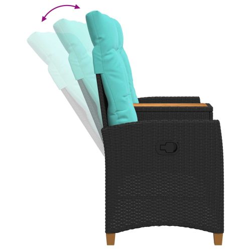 Люлееща се пейка с маса Черен и Туркоаз 126 x 65 x 112 см