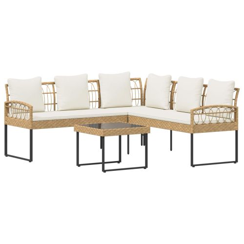 Градински Софа Комплект с възглавница 2 pcs Естествен