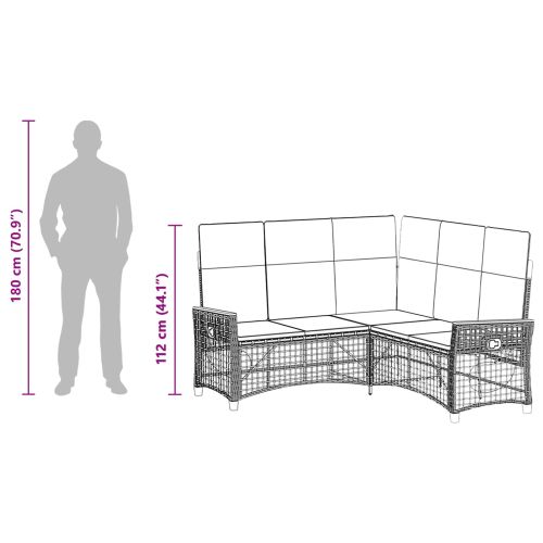 Комплект градински диван с функция на легло Черен и Туркоаз