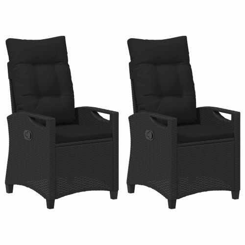 Градински стол 2 pcs Черно 56 x 64 x 94 см Стомана и полиester