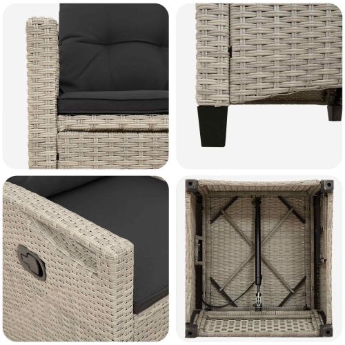 Градински стол 2 pcs Светло сиво и тъмно сиво 56 x 60 x 112 см