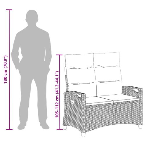 Градинска пейка с възглавница Черен и кремав 105 x 60 x 112 см