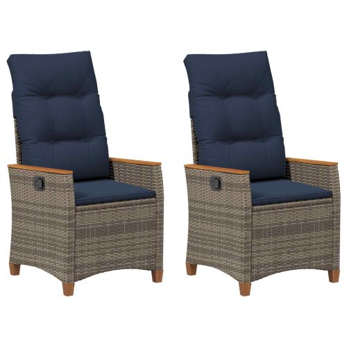 Лежанка за градина 2 pcs Сив и тъмен син 64 x 57,5 x 112 см