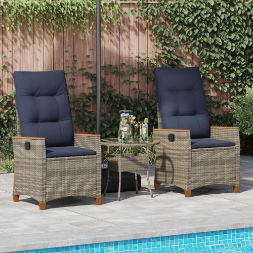 Лежанка за градина 2 pcs Сив и тъмен син 64 x 57,5 x 112 см