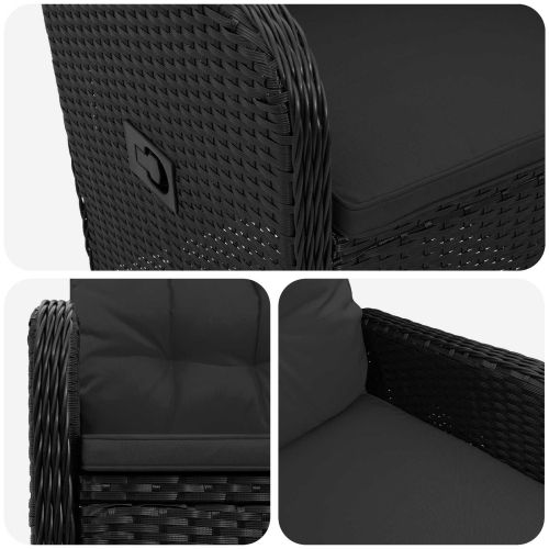 Лежанка за градина Черен 57 x 63 x 94 см полиратан