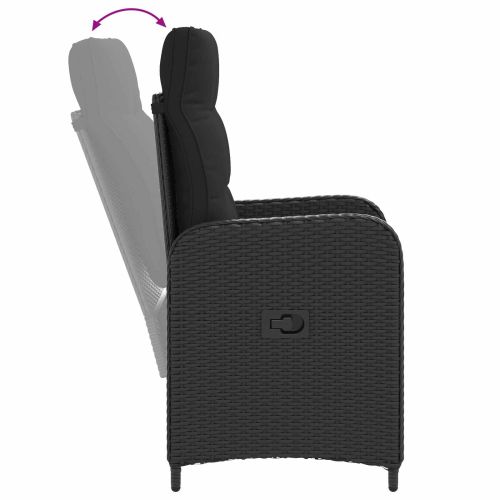 Лежанка за градина Черен 57 x 63 x 94 см полиратан