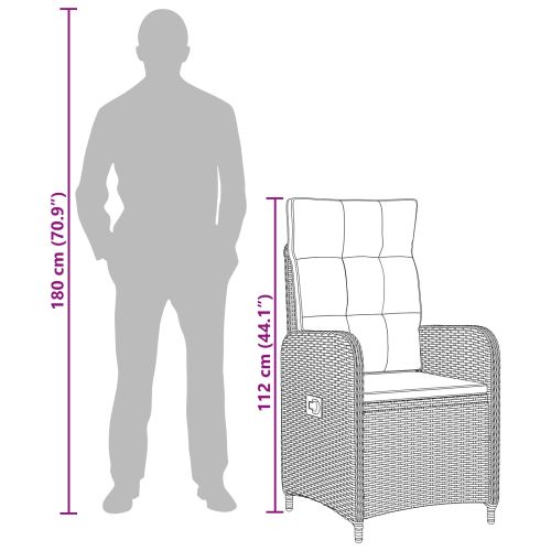 Лежанка за градина Черен 57 x 63 x 94 см полиратан