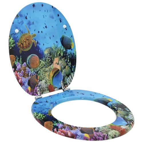 Мека затваряща се тоалетна седалка Дълбокосиньо море 44 x 38 см